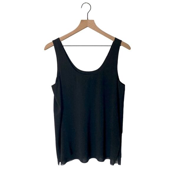 Vince Black Silk Blend Layered Sleeveless Blouse Top Size Large Blouse Tank - Picture 2 of 10